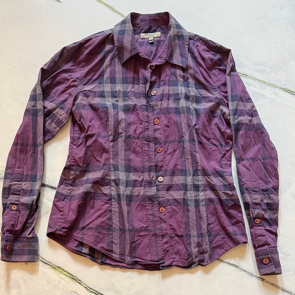 Burberry Women’s Plaid Dress Shirt - Size S